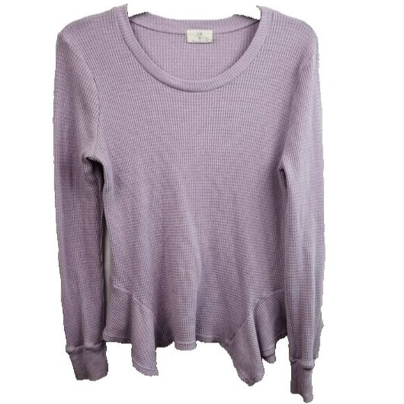 Anthropologie T.La Womens Top Small Lavender Thermal Long Sleeve BOHO Casual - Picture 1 of 8